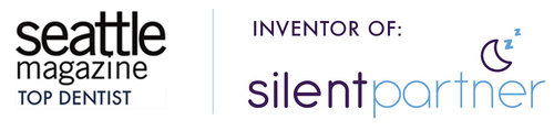 logo of the Seattle Magazine top dentist and the text inventor of: SilentParter
