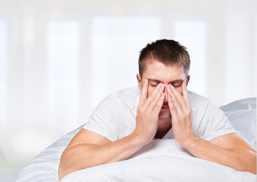 man dealing with sleep apnea, depression, anxiety